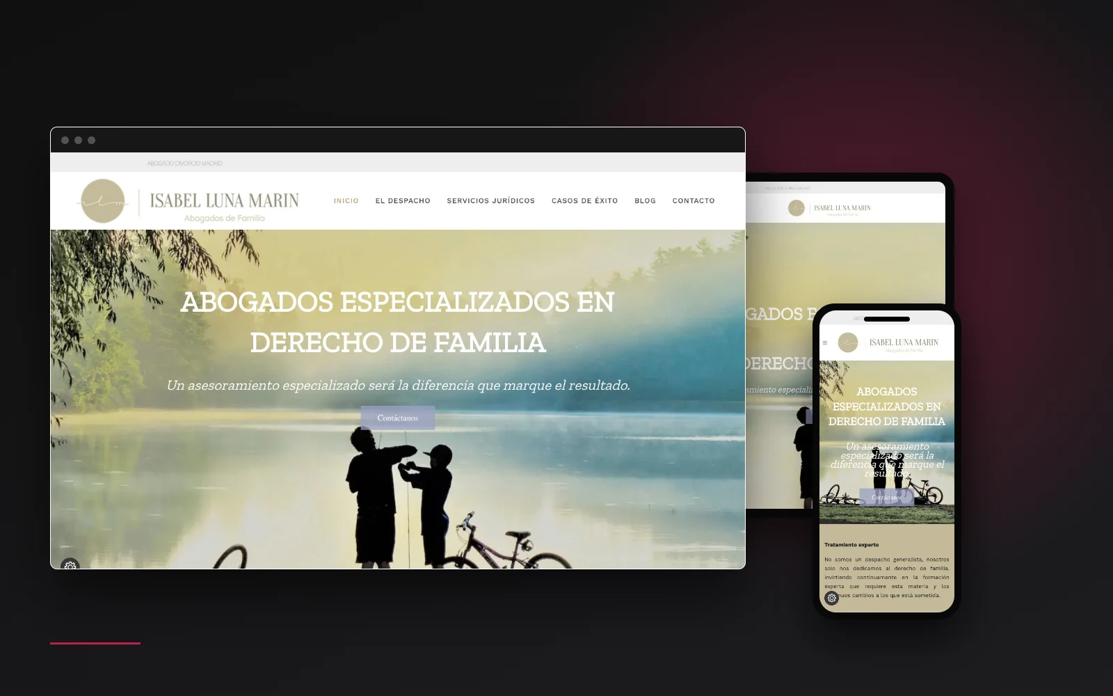 Web de Isabel Luna Abogados, diseñada por Tu Posicionamiento Web (escritorio, tablet y móvil)